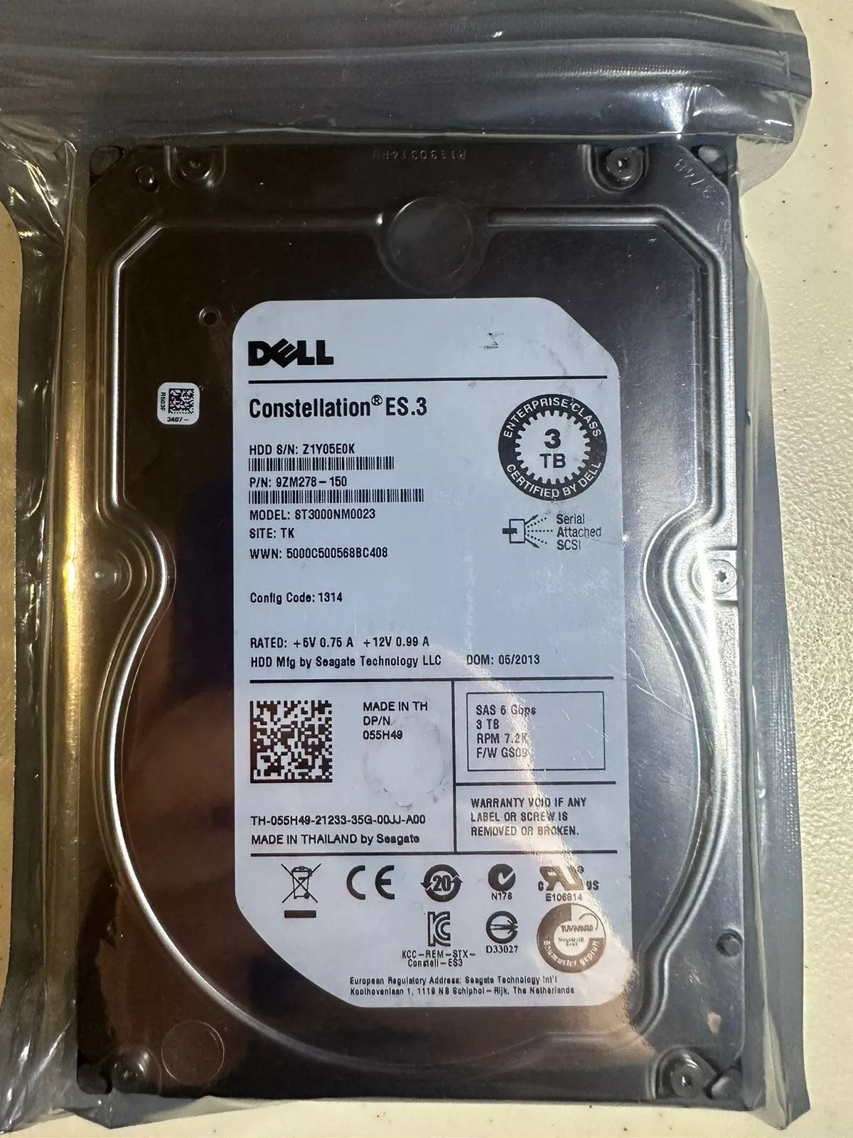 Seagate Dell ST3000NM0023 3 TB SAS 2 3.5 in Enterprise Hard Drive